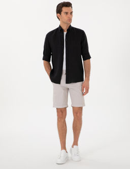 Siyah Regular Fit %100 Keten G_mlek
