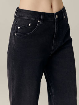 CONTE CON-718 Джинсы wide leg с эффектом потертости и необработанным краем washed black - Conte elegant фото 5