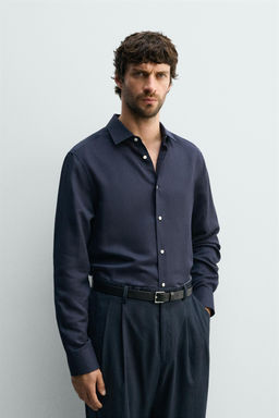 CAMISA REGULAR FIT LINO - LYOCELL / Marino - Zara фото 2