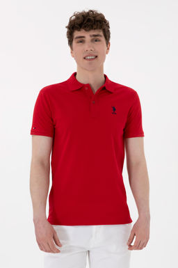 Erkek Slim Fit Polo Yaka K_rm_z_ Basic Ti__rt Sepette S_rpriz _ndirim