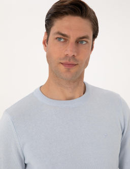 A__k Mavi Slim Fit Bisiklet Yaka Basic Triko Kazak - Pierre cardin фото 2