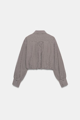 CAMISA GLOBO CUADRO VICHY / Marr?n / Crudo - Zara фото 7