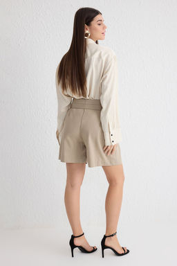 TRENDYOLMILLA Ac?k Haki Beli Kusakl? Regular Boy Sort Dokuma Sort TWOSS25SR00010 фото 7