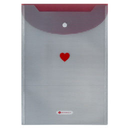 Папка для школьных тетрадей пластиковая Феникс+, арт. 72249/ 12 СЕРДЕЧКО НА ПОЛОСКАХ (полипропилен, формат А4, 24х33 см, 1 отделение (-я), кнопка, УФ-печать)