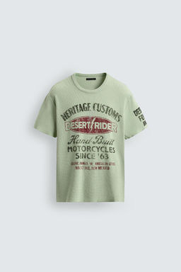CAMISETA PUNTO ESTAMPADOS LAVADOS / Verde agua