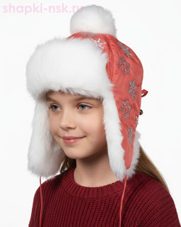 245-З Снежок Ушанка для девочки (50-52)