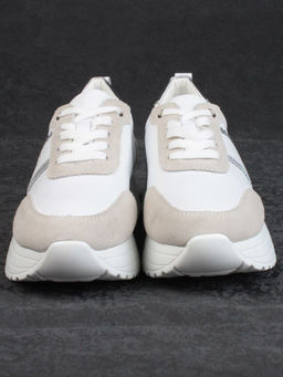 05-PDE40-2 WHITE/BEIGE Кроссовки женские (натуральная кожа, натуральная замша)