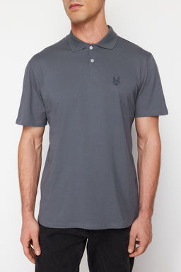 TRENDYOL MAN Antrasit Regular/Normal Kesim Geyik Desenli Polo Yaka T-shirt TMNSS24PO00027 - Trendyolmilla фото 4