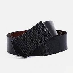 Ремень мужской, ширина 3,5 см, затяжка, пряжка тёмный металл, цвет чёрный