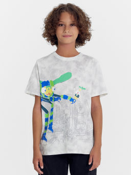 Футболка для мальчиков светло-серая с дизайнерским принтом - Mark formelle фото 2