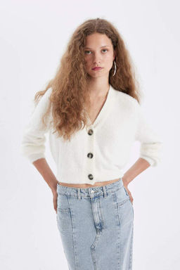 Кардиган оверсайз с V-образным вырезом - Defacto фото 3