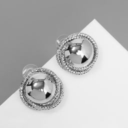 Серьги металл Эстетика фрезия, цвет серебро