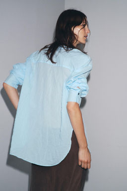 ZW COLLECTION CREASED BUTTON SHIRT - Zara фото 5