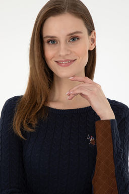 Женский темно-синий базовый свитер с круглым вырезом Неожиданная скидка в корзине - U.s. polo assn фото 2