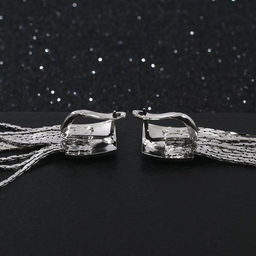 Серьги висячие Голливуд квадрат и нити, цвет серебро, 6,5см - Queen fair фото 9