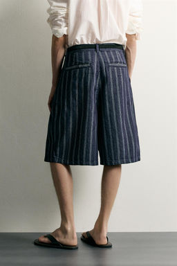 BERMUDA RELAXED FIT PLIEGUES RAYAS / Azul - Zara фото 2
