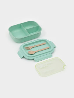 Ланч-бокс , 3 отделения, вилка и ложка, размер 22х16х6,5 см, цвет ментоловый