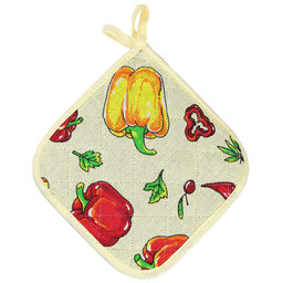 Кухонный комплект Перцы: прихватка-варежка 15х30см + прихватка 20х20см, рогожка 171г/м2, хлопок 100%, наполнитель - ватин 280г/м2, на пластмассовом подвесе, Домашняя мода (Россия) фото 3