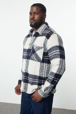 TRENDYOL MAN Buyuk Beden Ekru Oversize K?sl?k Kareli Oduncu Gomlek Ceket TMNAW25AX00009 - Trendyolmilla фото 2
