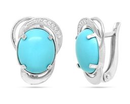 Серьги из серебра бирюза пресс., СПН4010