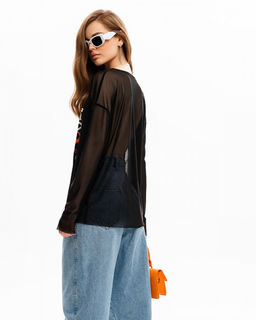 авторский Лонгслив из сетки с принтом - Sahar art lab фото 5