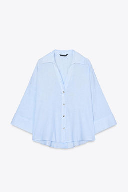 WIDE-SLEEVE LINEN BLEND SHIRT - Zara фото 22
