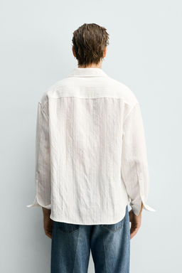 CAMISA RELAXED FIT ESTRUCTURA RAYA / Blanco - Zara фото 3