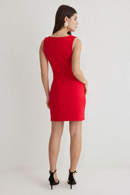 TRENDYOLMILLA K?rm?z? A Kesim Dugme Detayl? Mini Dokuma Elbise TWOSS25EL00028  фото 10