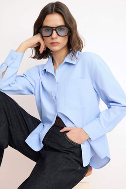 TRENDYOLMILLA Beyaz Tek Cepli Boyfriend/Genis Kal?p Pamuklu Dokuma Gomlek TWOAW20GO0115 фото 107