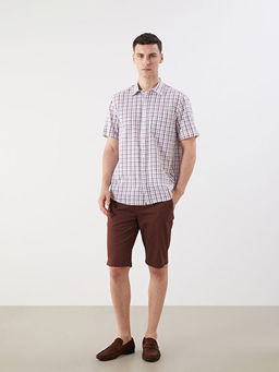 Regular Fit K?sa Kollu Ekose Poplin Erkek G?mlek