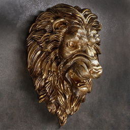 Настенный декор, панно «Голова льва», 23×35×52 см, под бронзу