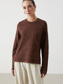 Bisiklet Yaka Desenli Kad?n Triko Kazak