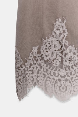 FALDA EFECTO LAVADO COMBINADA ENCAJE / Marr?n / Topo - Zara фото 6