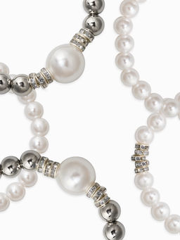 Браслет "Стильный жемчуг" (набор 5шт), №8/16, цвет белый в серебре