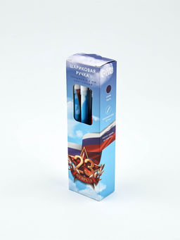 Цена за 12 шт. Ручка пластик с колпачком 23 Февраля, синяя паста 0.5 мм - Artfox фото 4