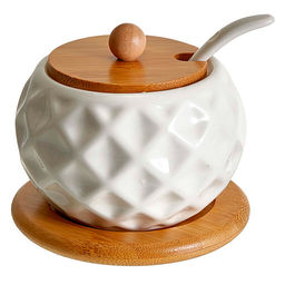 Сахарница с ложкой на бамбуковой подставке (250 мл) AK5-0011