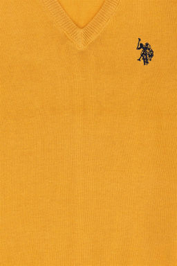 Базовый свитер горчичного цвета для мальчика - U.s. polo assn фото 6