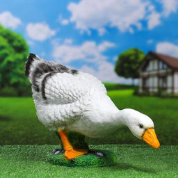 Садовая фигура из полистоуна «Гусь наклонившийся», 18×20×44 см