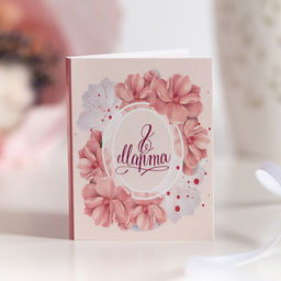 Цена за 2 шт Мини-открытка "8 марта (овал из розовых цветов)"