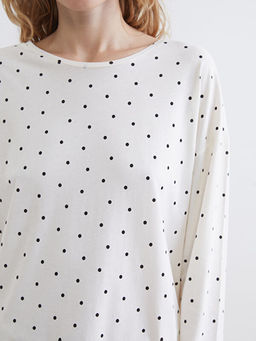 Bisiklet Yaka Puantiyeli Kad?n Pijama Tak?m?