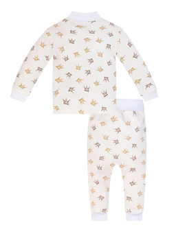 Кофточка ясельная молочная с принтом короны