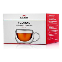 Кружка стеклянная Walmer Floral с двойными стенками, 0.29 л, цвет прозрачный  фото 5