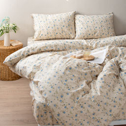 КПБ Чистый хлопок 1,5 спальный, наволочки 50х70, поплин, 100% хлопок, Гербариум ВБ Пододеяльник 146х215 с прорезью, простыня классическая 150х215 подшита с 4-х сторон, наволочки 50х70 с клапаном - 2 шт. - Традиция фото 62