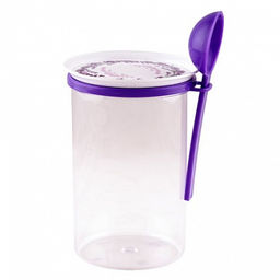 Банка для сыпучих продуктов п/эт. 0,7л с ложкой круглая "Лаванда"