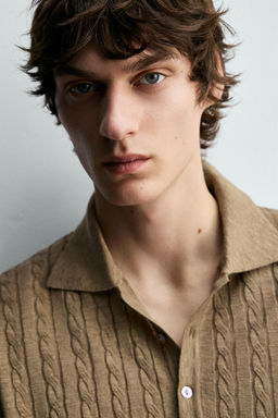 POLO PUNTO ESTRUCTURA TRENZAS / Camel medio - Zara фото 5