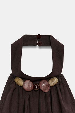 VESTIDO HALTER ABALORIOS / Marr?n - Zara фото 13