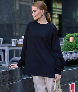 K13045 Лонгслив OVER SIZE (плотный хлопок) ЧЕРНЫЙ