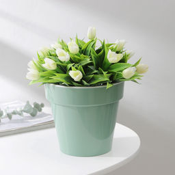 Цена за 2 шт. Кашпо для цветов со вставкой «Порто», 1 л, цвет нефрит