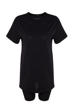 Trendyolmilla Siyah %100 Pamuklu Sortlu/Taytl? Orme Pijama Tak?m? THMSS20PT0397 фото 6
