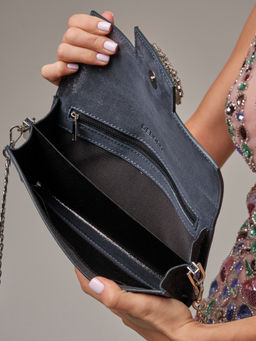 Клатч замшевый Deboro 31016 синее серебро